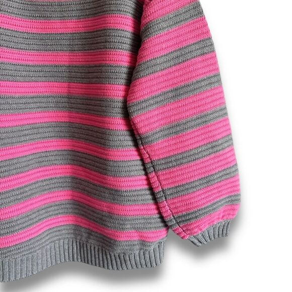 Free People Links Pullover XS Pink Gray Striped Sweater Rib Knit Oversized New - Picture 6 of 9